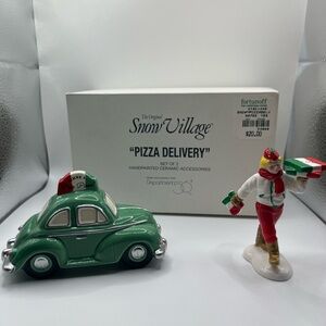 Department 56 Snow Village Pizza Delivery Set - Green and Red
